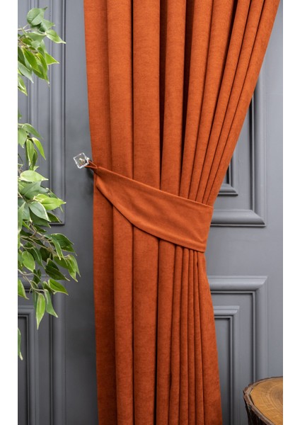 Evdepo Home Taç Kiremit Petek Kadife Dokulu Fon Perde, Pilesiz Düz Dikim Ekstrafor Büzgü, 430 x 250 cm modelleri