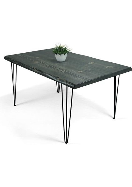 Doğal Ağaç Masif Kütük Yemek Masası 60CM x 90CM ( Metal Ayak )