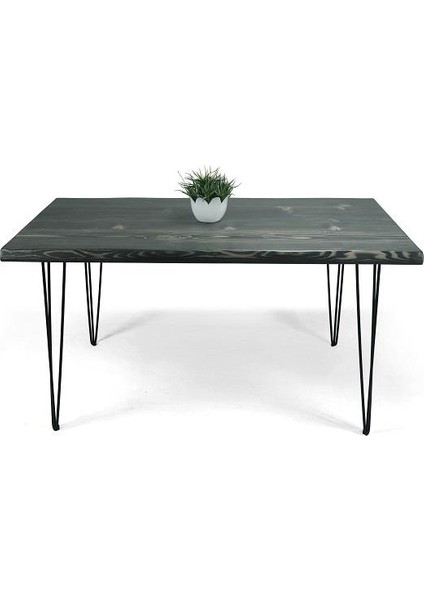 Doğal Ağaç Masif Kütük Yemek Masası 60CM x 90CM ( Metal Ayak )