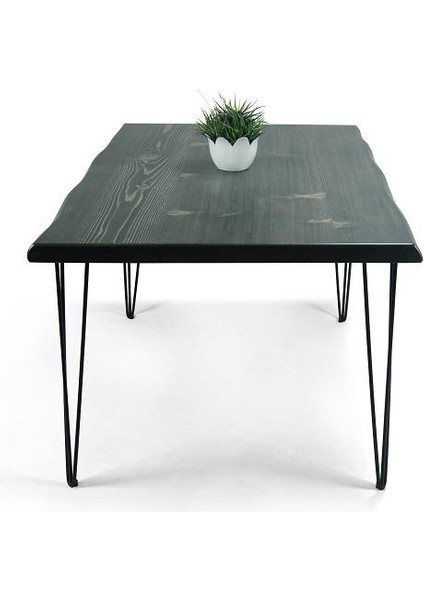 Doğal Ağaç Masif Kütük Yemek Masası 60CM x 90CM ( Metal Ayak )