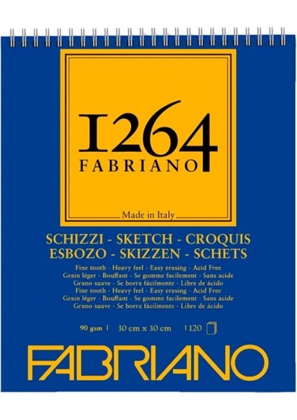 : 1264 Schizzi Üstten Spiralli Eskiz Defteri : 30 x 30 (90 gr - 120 Yaprak)