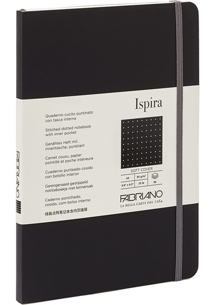 : Ispira Karton Kapak Dikişli Noktalı Defter : Siyah : A6 (96 Yaprak - 85 Gr)