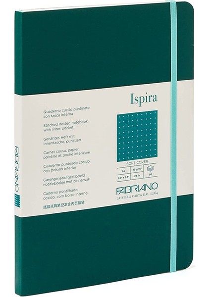 : Ispira Karton Kapak Dikişli Noktalı Defter : Yeşil : A6 (96 Yaprak - 85 Gr)