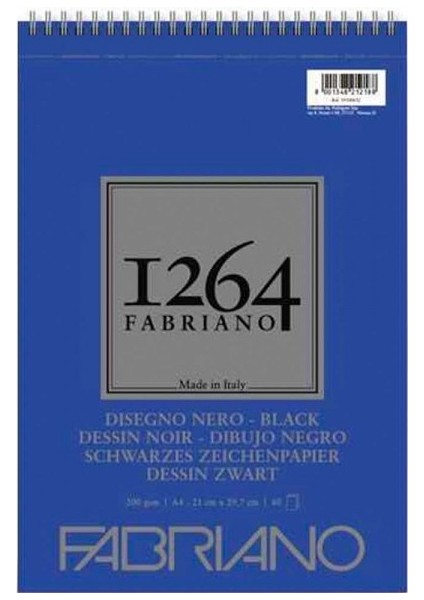 : 1264 Siyah Yapraklı Sulu Boya Defteri : A4 (200 gr - 40 Yaprak)