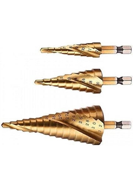 Hss 3 Parça Adım Matkap Seti Spiral Oluk Peeling Matkap Matkap Koni Matkap Metal Matkap Matkap Seti Kesim Aracı Metal Ahşap Plastik Için Set (Yurt Dışından)