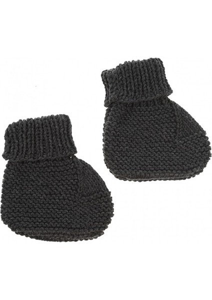 Koyu Gri Örgü Bebek Patiği