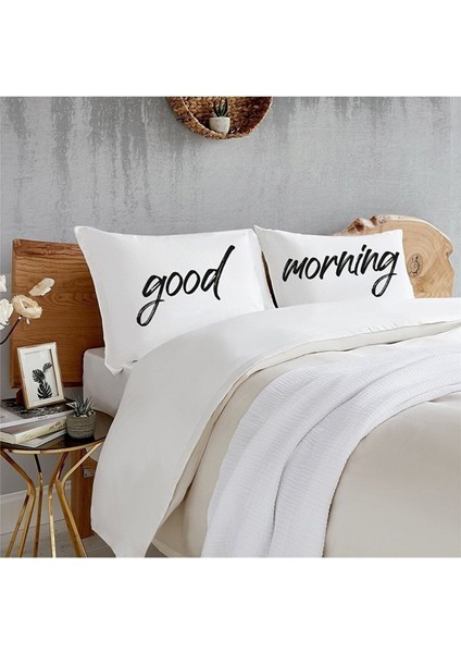 Good Morning Tasarım Yastık Kılıfı 2'li Kombin 30 x 50 cm Dekoratif Yastık Kılıfı