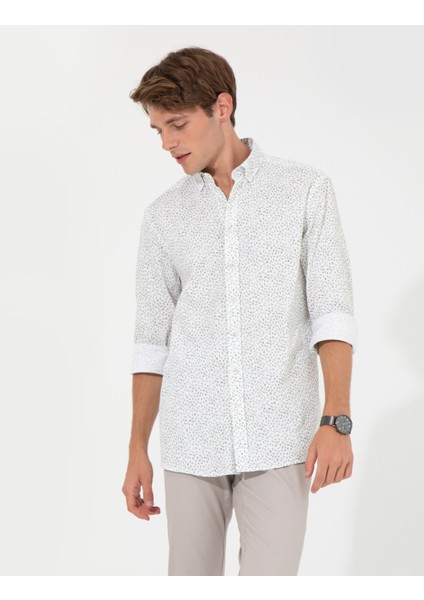 Erkek Yeşil Slim Fit Uzun Kollu Gömlek 50248488-VR054