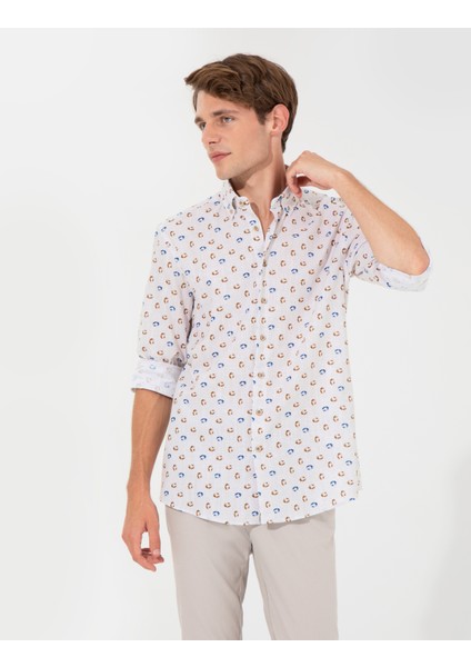 Erkek Bej Slim Fit Uzun Kollu Gömlek 50249767-VR011 fiyatları