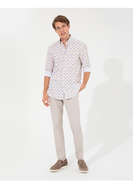 Erkek Bej Slim Fit Uzun Kollu Gömlek 50249767-VR011 fırsatları