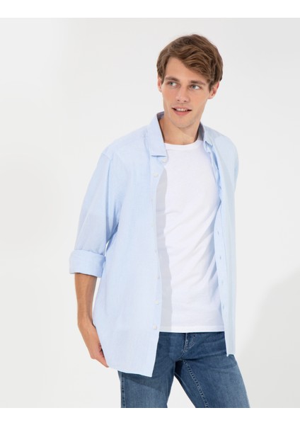 Erkek Açık Mavi Regular Fit Uzun Kollu Gömlek 50249718-VR003