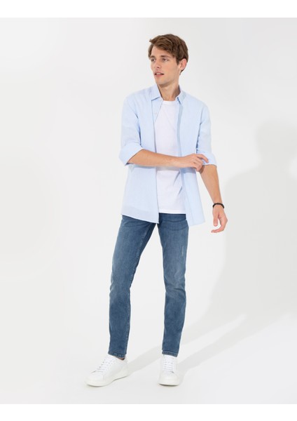 Erkek Açık Mavi Regular Fit Uzun Kollu Gömlek 50249718-VR003
