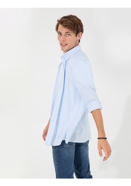 Erkek Açık Mavi Regular Fit Uzun Kollu Gömlek 50249718-VR003