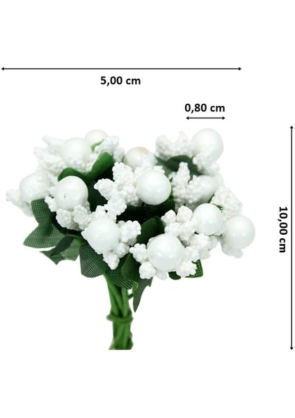 Yapay Çiçek, 12 Adetli Tomurcuk Cipso Demeti - 10 Cm, Beyaz