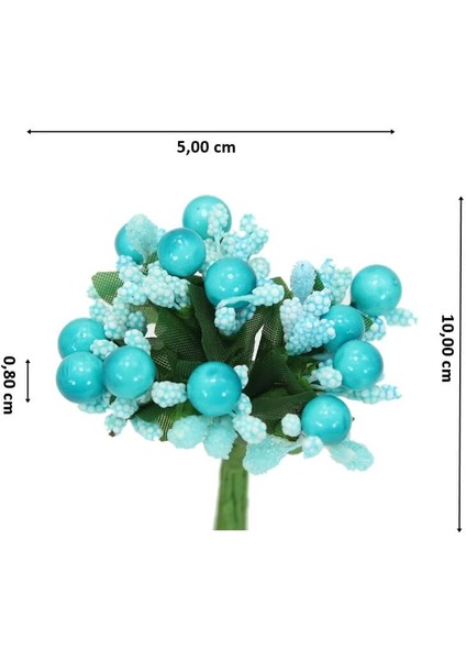 Yapay Çiçek, 12 Adetli Tomurcuk Cipso Demeti - 10 Cm, Mavi