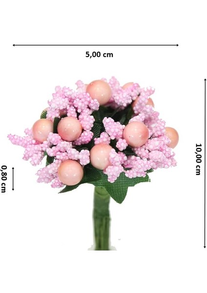 Yapay Çiçek, 12 Adetli Tomurcuk Cipso Demeti - 10 Cm, Pembe