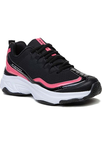 171 Deri Trend Sneakers Erkek Ayakkabı Siyah Fuşya