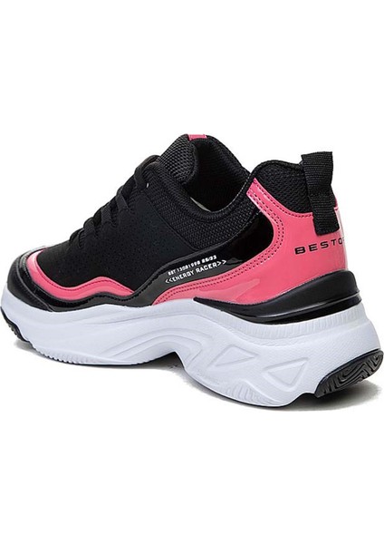 171 Deri Trend Sneakers Erkek Ayakkabı Siyah Fuşya