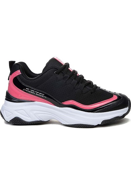 171 Deri Trend Sneakers Erkek Ayakkabı Siyah Fuşya