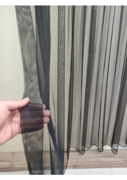 Siyah Grek Petek Zemin Pilesiz Etekleri Kurşunlu Tül Perde modelleri