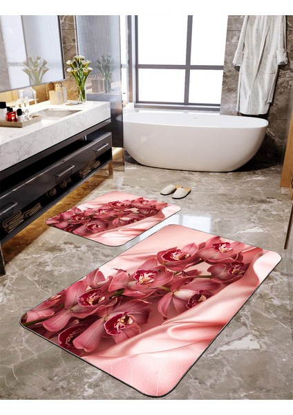 Modern Desenli 2'li Büyük Boy Banyo Paspas Seti