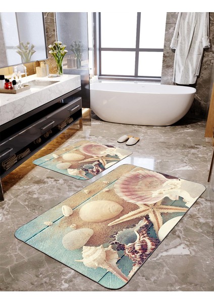 Digital Baskılı 2'li Büyük Boy Banyo Paspas Seti