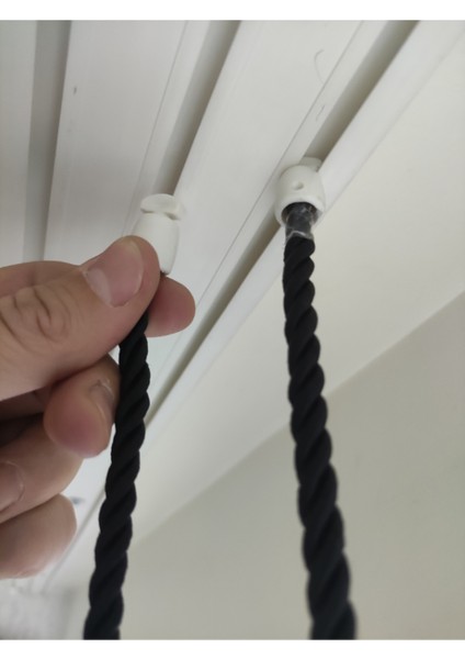 Tek Kanat Siyah Desensiz 1-3 Sık Pileli Halatlı Kruvaze Siyah Tül Perde