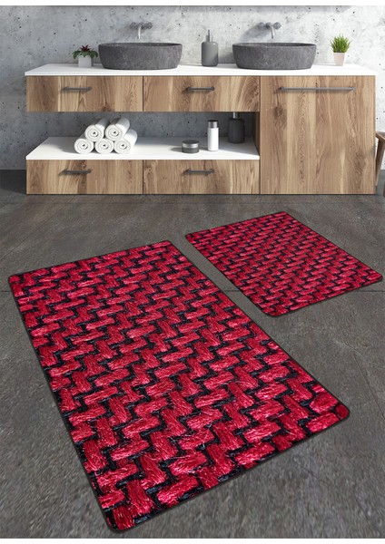 Digital Baskılı 2'li Büyük Boy Banyo Paspas Seti