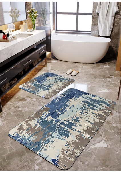 Karışık Desenli 2'li Büyük Boy Banyo Paspas Seti