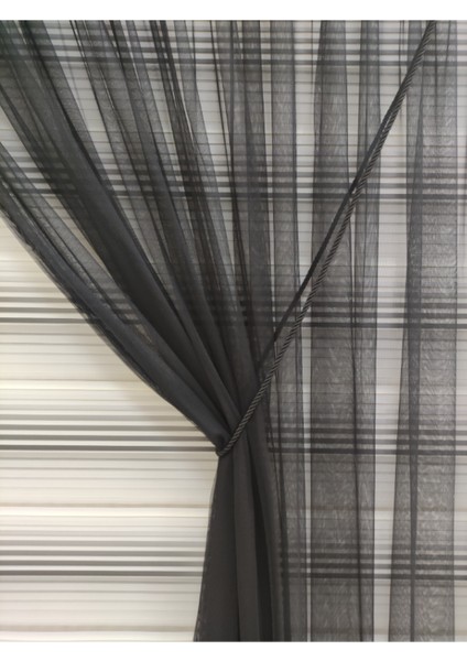 Tek Kanat Siyah Desensiz 1-3 Sık Pileli Halatlı Kruvaze Siyah Tül Perde fiyatları