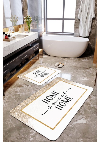 Gold Simli 2 Li Büyük Boy Banyo Paspas Seti