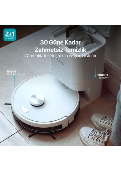 Robi Promaster+ 5200MAH Bataryalı Otomatik Toz Boşaltma Sistemli Akıllı Robot Süpürge ve Paspas