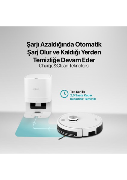 Robi Promaster+ 5200MAH Bataryalı Otomatik Toz Boşaltma Sistemli Akıllı Robot Süpürge ve Paspas