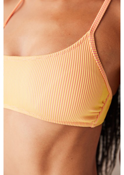 Turuncu Fitilli Pina Bikini Üstü