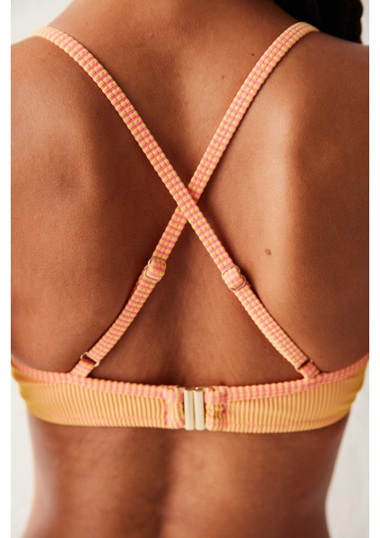 Turuncu Fitilli Pina Bikini Üstü