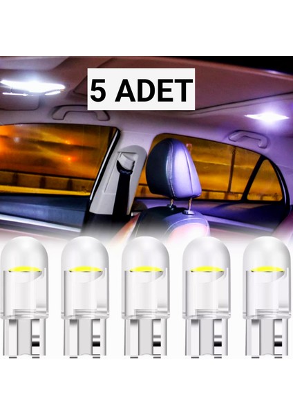 5 Adet Oto Park Ledi Yeni Nesil T10 Cob LED Ampül 12V W5W Beyaz Park Plaka Tavan Iç Ortam Aydınlatma