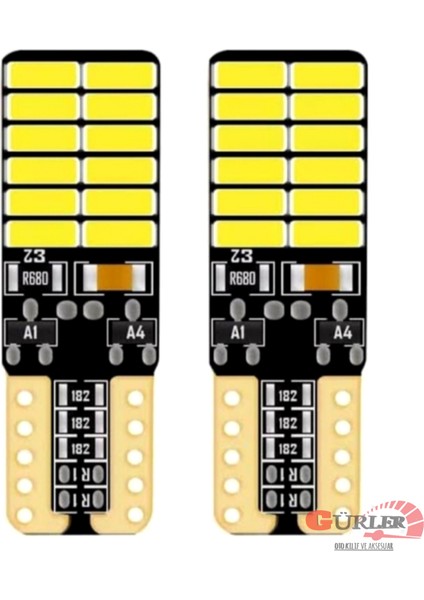 Oto Park Ledi T10 LED Beyaz Canbuslı 12V Plaka Tavan LED Ampül Yüksek Işık Kalitesi 24 Ledli 5 Adet