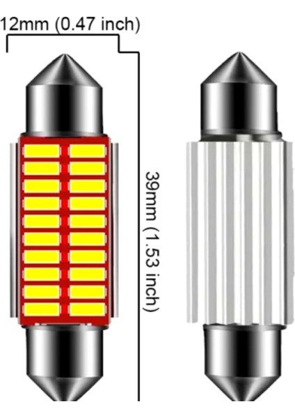 Oto Sofit LED Ampül Tavan Ledi Beyaz 12V Plaka Ledi 5 Adet