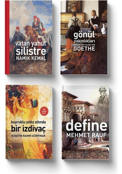 Türk Klasikleri Kitap Seti (4 Kitap) Define - Kuyruklu Yıldız Altında Bir Izdivaç - Vatan Yahut Silistre - Gönül Yakınlıkları