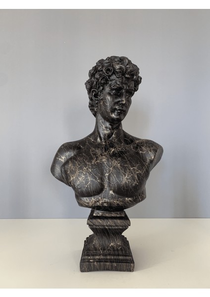 Büyük David Altın Mermer Efekt Büst Heykel