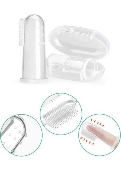 Taba 1 Adet Silikon Bebek Parmak Diş Fırçası & Diş Kaşıyıcı - Finger Brush 0-3 Yaş