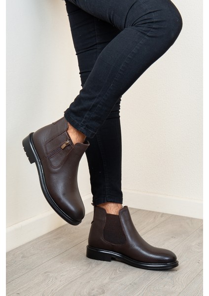 D601 Hakiki Deri Soğuk Geçirmez Kışlık Erkek Bot Kauçuk Taban modelleri