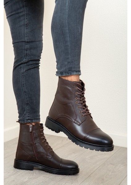 D402 Hakiki Deri Soğuk Geçirmez Kışlık Erkek Bot Kauçuk Taban modelleri