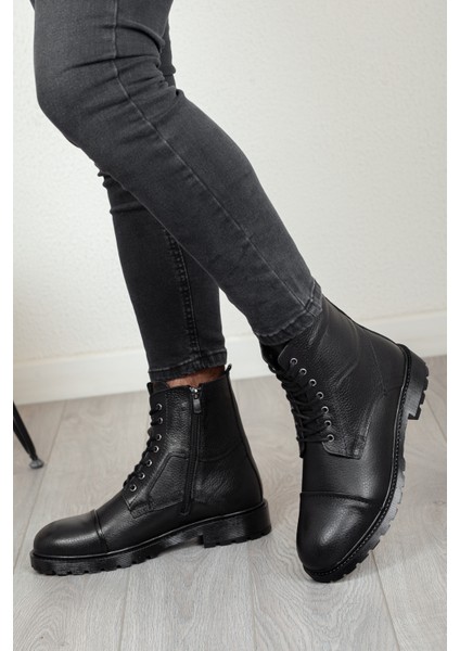 D402 Hakiki Deri Soğuk Geçirmez Kışlık Erkek Bot Kauçuk Taban modelleri