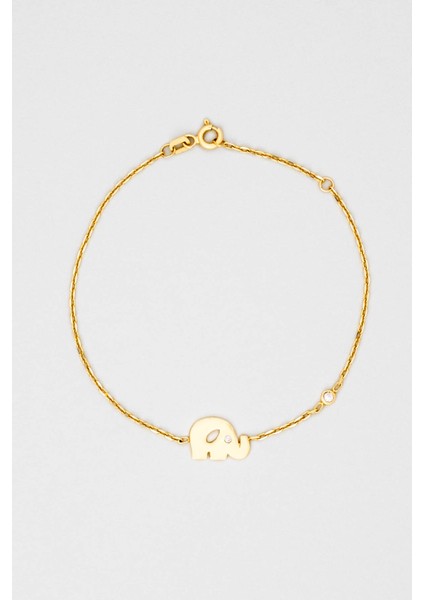 Fil Detaylı 14 Ayar Sarı Altın Bileklik