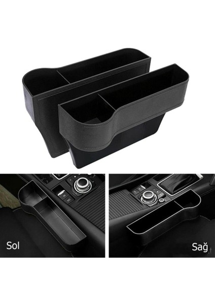Araba Koltuk Arası Bardak Telefon Tutucu Organizer Sağ ve Sol 2 Li Siyah Set Oto Bardaklık indirimleri