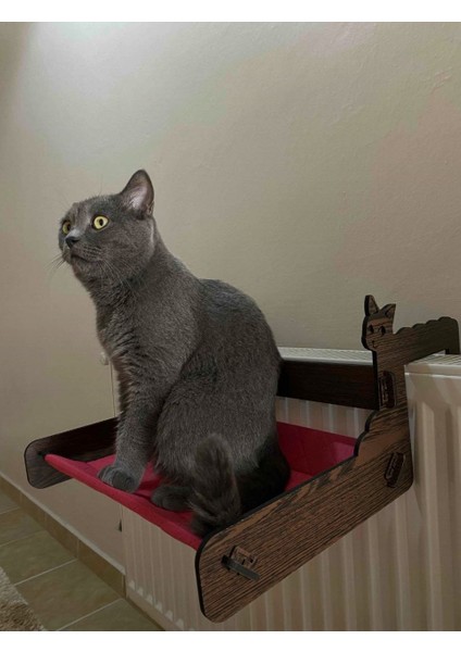 Kalorifer Petek Üstü Ahşap Kedi Yatağı Kalorifer Peteği Radyatör Üstü Askılı Demonte Kedi Yatağı