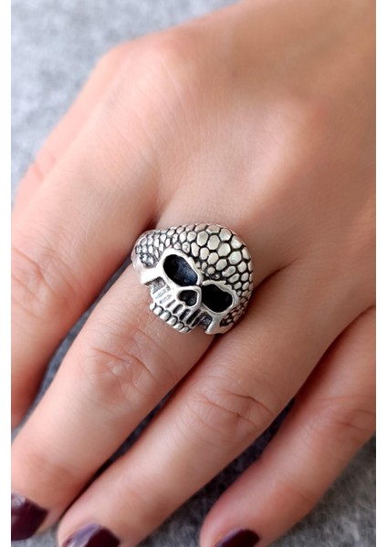 Kuru Kafa Şekilli Gümüş Kaplama Ayarlanabilir Unisex Yüzük El Yapımı Gotik Yüzük fiyatları