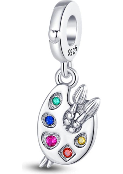 925 Ayar Gümüş Ressam Paleti Sallantılı Charm