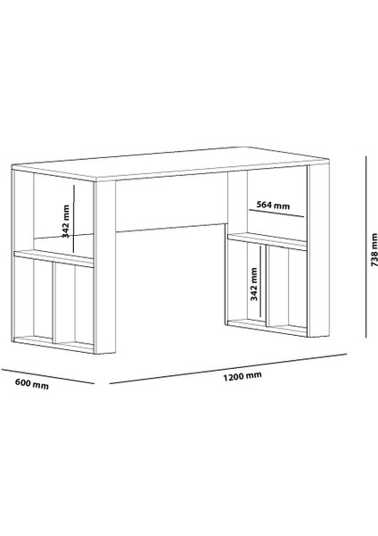 Carmen Çalışma Masası Safirmeşe-Siyah 74X120X60 Raflı Bacak Özel Tasarım Kolay Kurulum